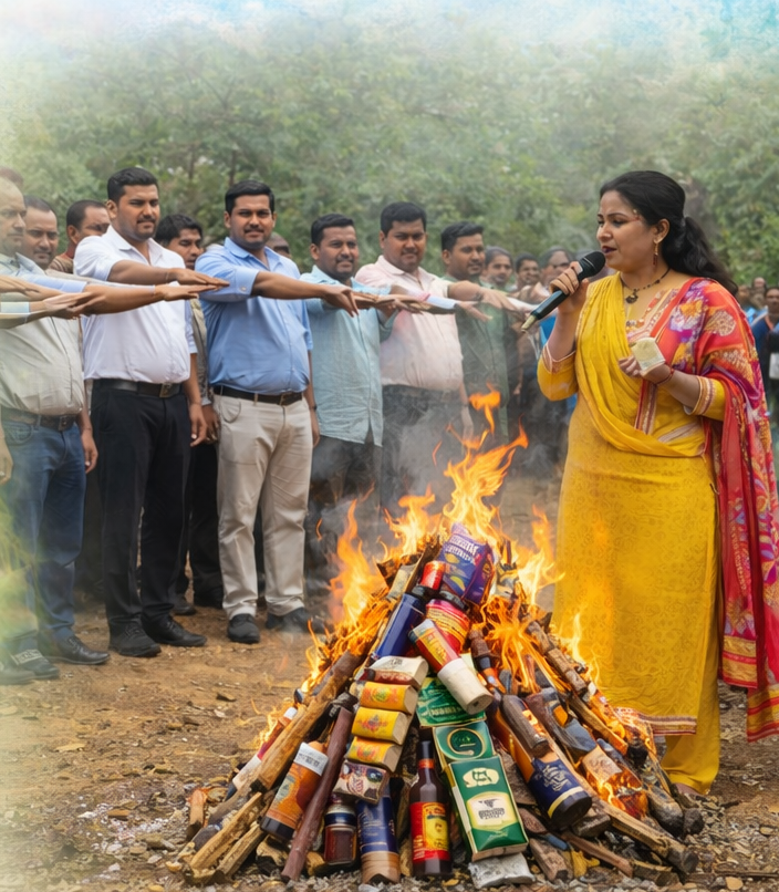 मोहला में ‘नशे की होलिका दहन’, युवाओं ने लिया व्यसन त्याग का संकल्प