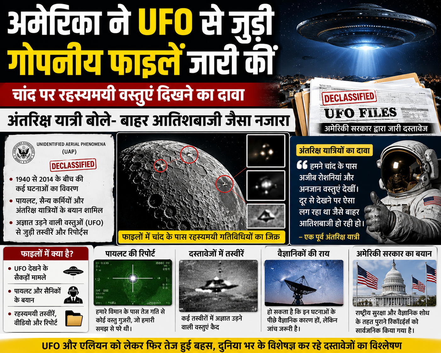 अमेरिका ने UFO से जुड़ी गोपनीय फाइलें कीं जारी