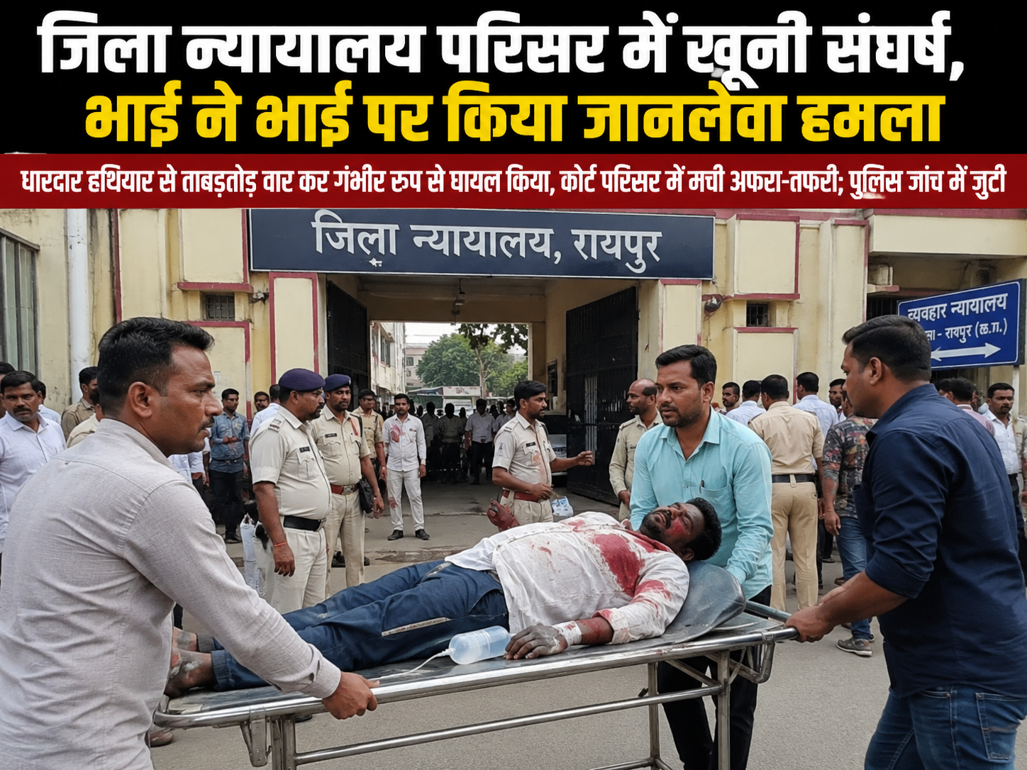 जिला न्यायालय परिसर में खूनी संघर्ष, भाई ने भाई पर किया जानलेवा हमला