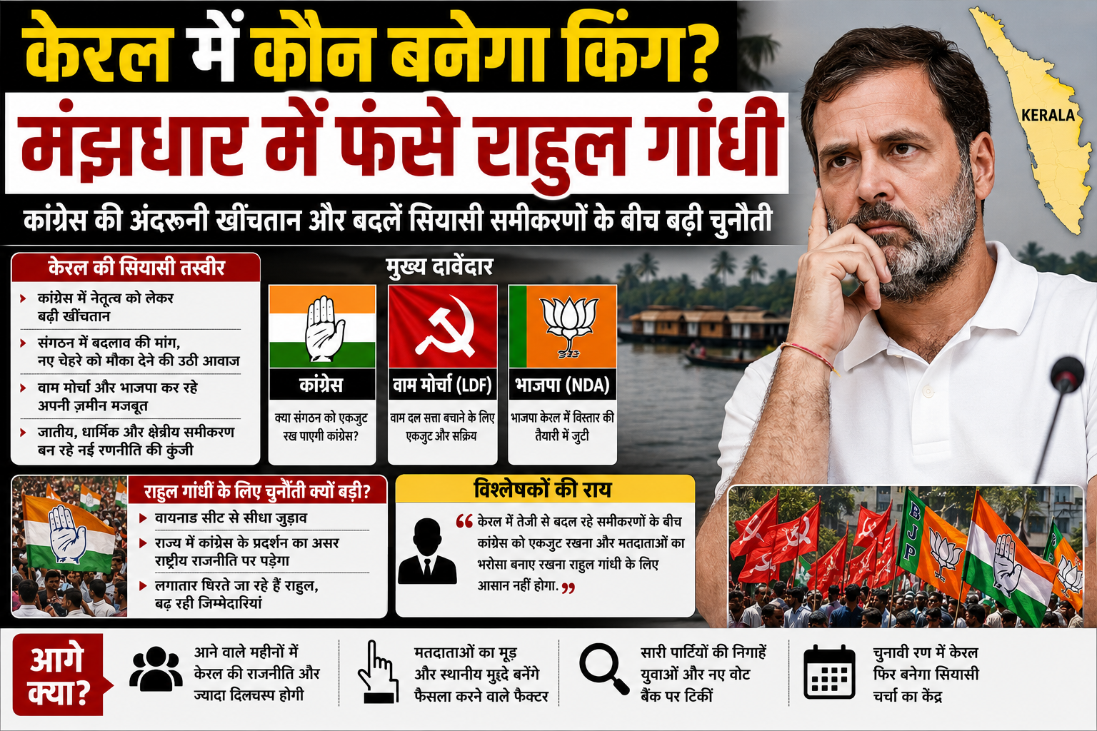 केरल में कौन बनेगा किंग? मंझधार में फंसे राहुल गांधी