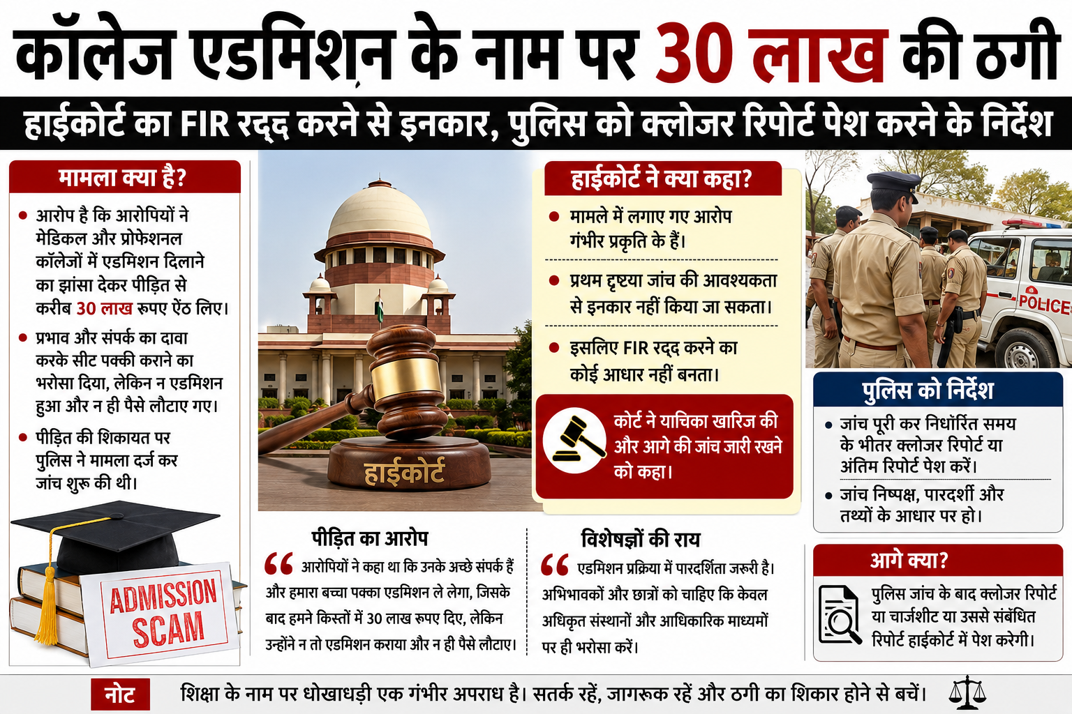 कॉलेज एडमिशन के नाम पर 30 लाख की ठगी, हाईकोर्ट सख्त