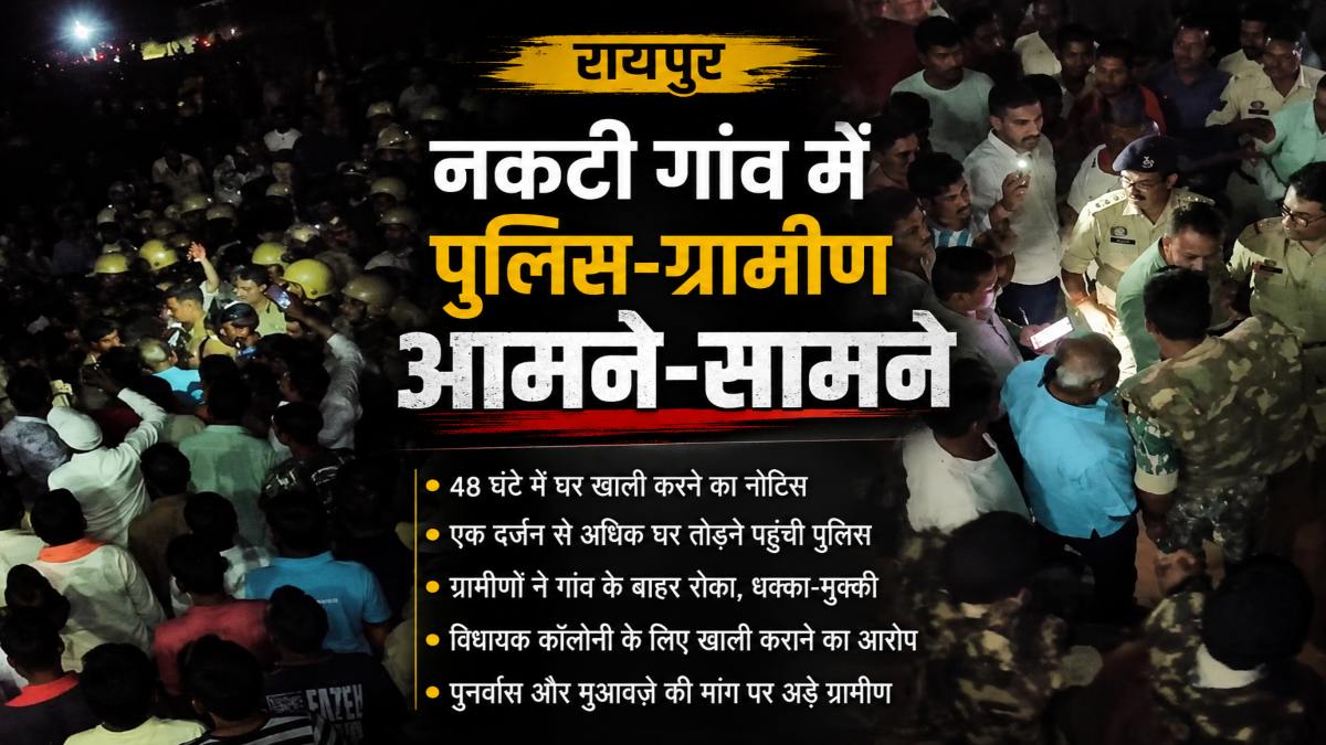 CG News: नकटी में पुलिस-ग्रामीण आमने-सामने, 48 घंटे में घर खाली करने के नोटिस से बढ़ा विवाद